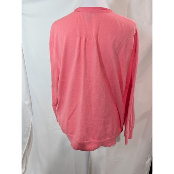 Lands' End Cardigan Sweater Pink Women's Knit 100% Supima Cotton Women's Size 1X - Picture 5 of 12